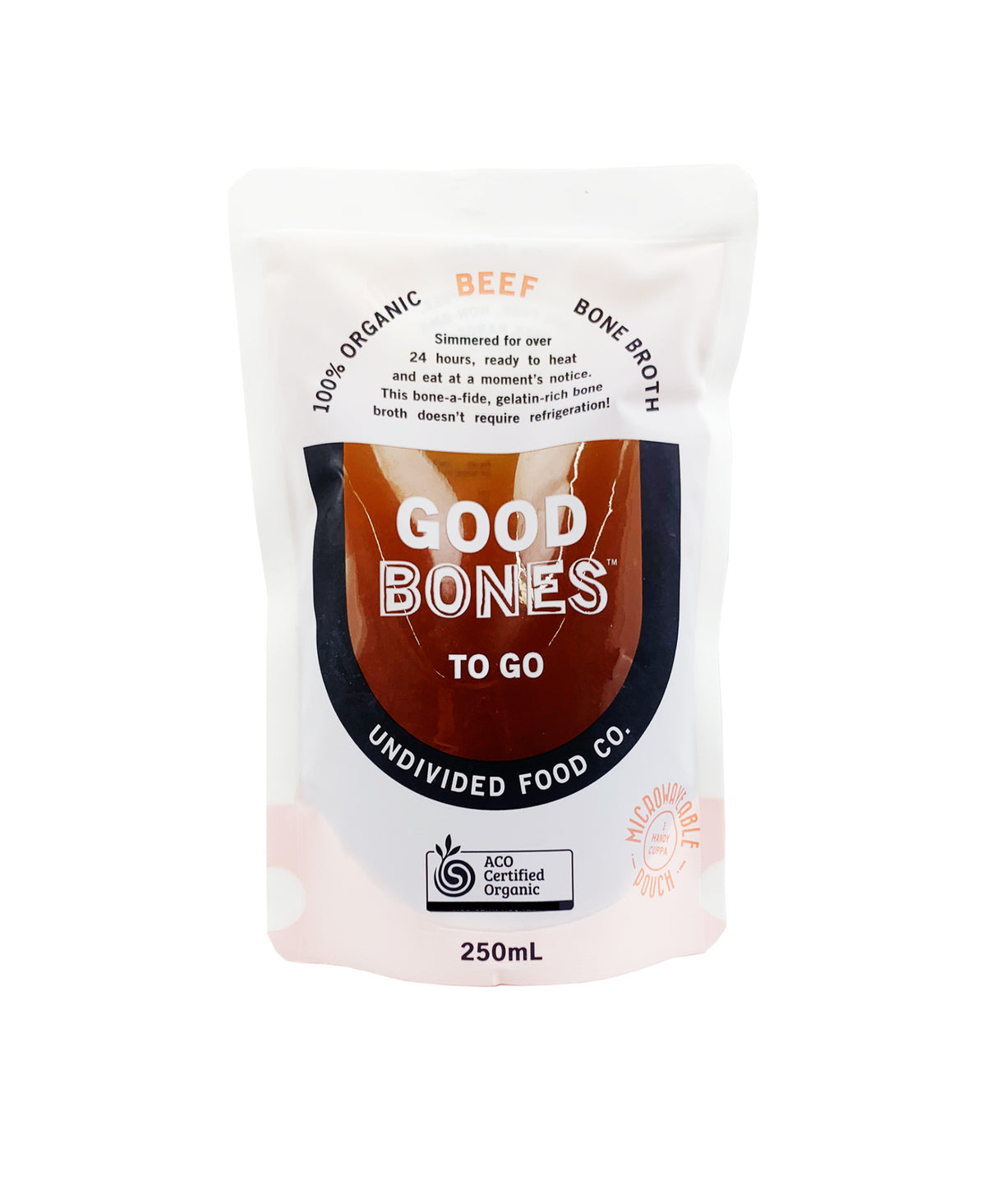 Undivided Food Co - GOOD BONES™ TO GO 100% Certified Organic Beef Bone Broth 250ml